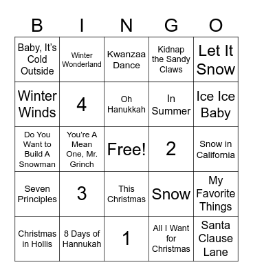 A. I Say Winter You Say... Bingo Card