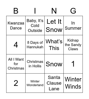 A. I Say Winter You Say... Bingo Card