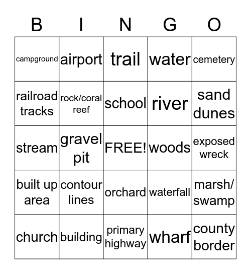 MAP SYMBOLS BINGO Card