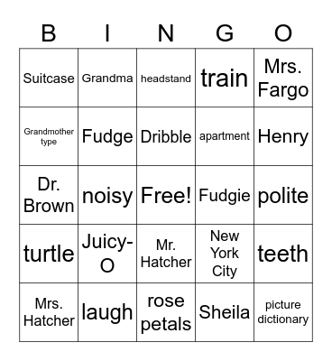 Tales of a Fourth Grade Nothing Bingo Card