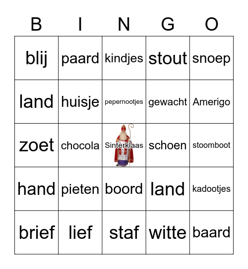 Sinterklaas Bingo Card