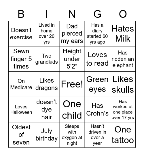 This is Me Bingo Card