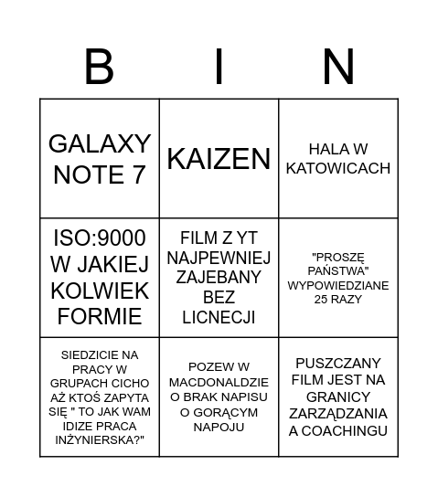 IWKO PZJP Bingo Card