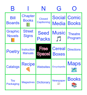 What you can Read! Bingo Card