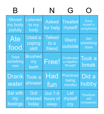 Self-Care Bingo Card
