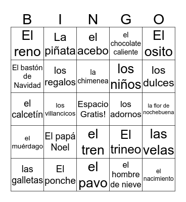 Navidad Bingo Card