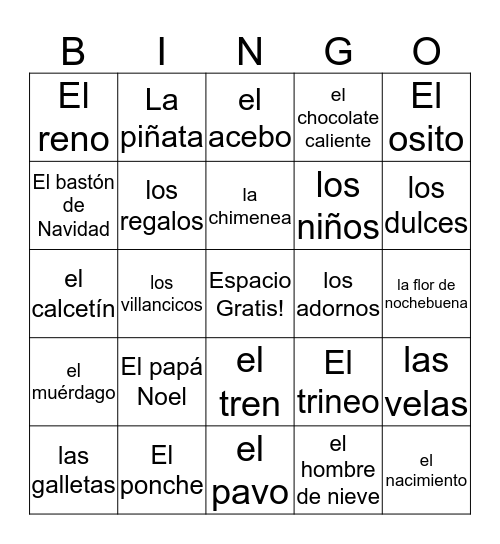 Navidad Bingo Card