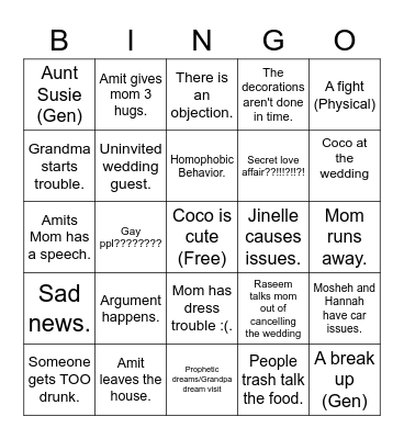 Mom's Wedding! Bingo Card