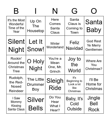 Christmas Music Bingo Card