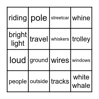 1.8  Trolleys/What Animal Am I? Bingo Card