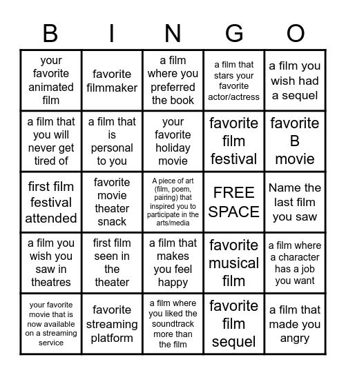 Movie Bingo - December 2020 Bingo Card