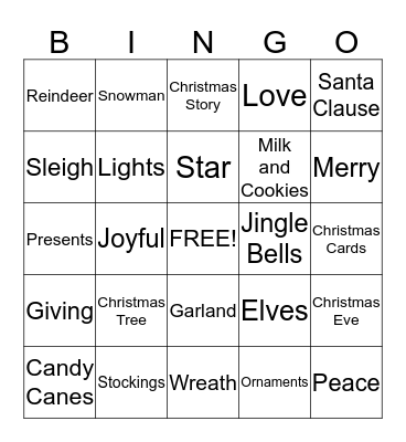 Christmas Bingo Card