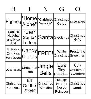 Holiday BINGO Card