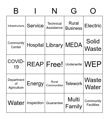 USDA Rural Development - Montana Bingo Card