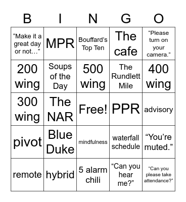 RMS BINGO Card