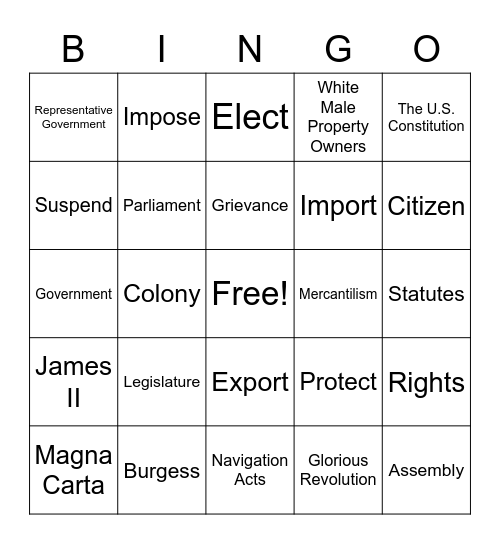 Chapter 4, Lesson 2 Bingo Card