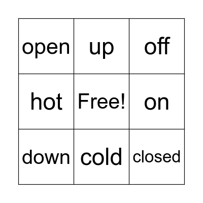 Sight Words Bingo Card