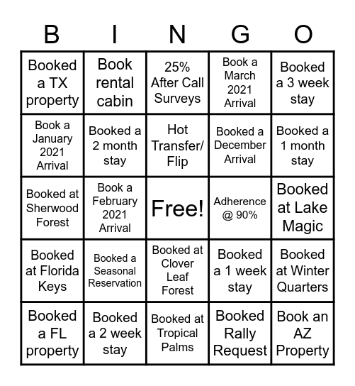 Winter Camping Land - Orlando Retail Bingo Card