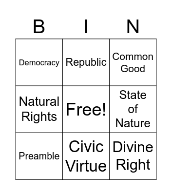 Unit 3 Constitution pt 1 Bingo Card