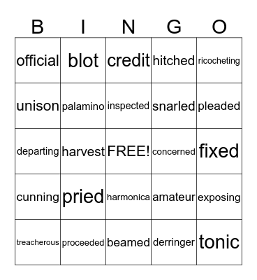 Stone Fox Bingo Card