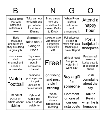 Ecom Team Bingo Card