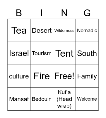 Bedouin Bingo Card
