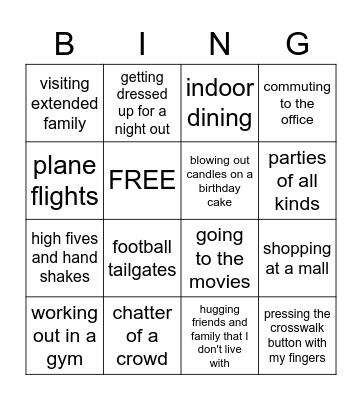 Ridge Ventures - Small Things I Super Miss Bingo Card