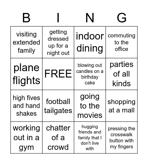 Ridge Ventures - Small Things I Super Miss Bingo Card