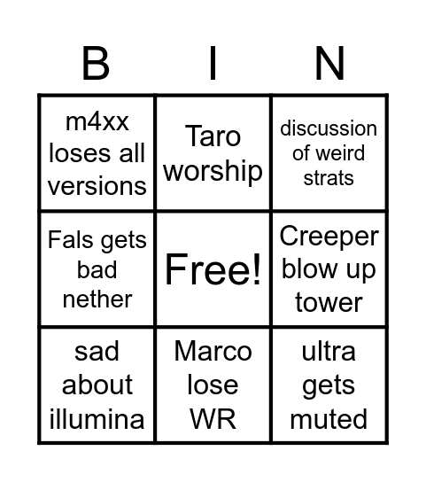 Pre-1.9 Server Bingo Card