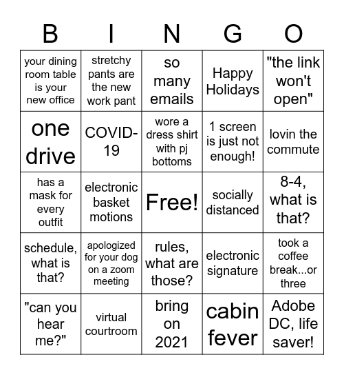 Happy Holidays! Bingo Card