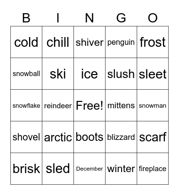 Winter Wonderland Bingo Card