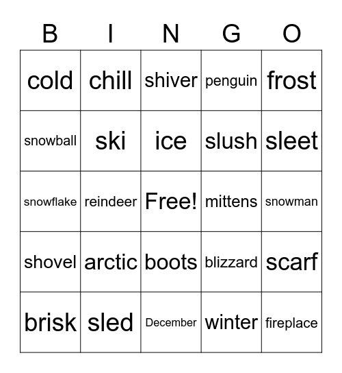 Winter Wonderland Bingo Card