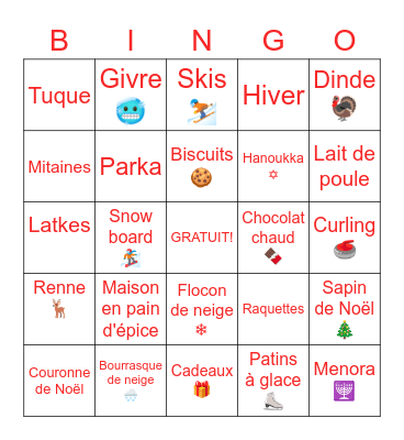Comité du mieux-être en milieu de travail de la DSER - BINGO de Vacances Bingo Card