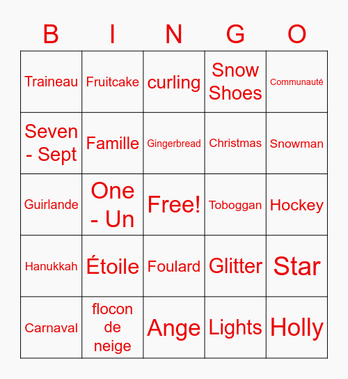 Holiday Bingo Card