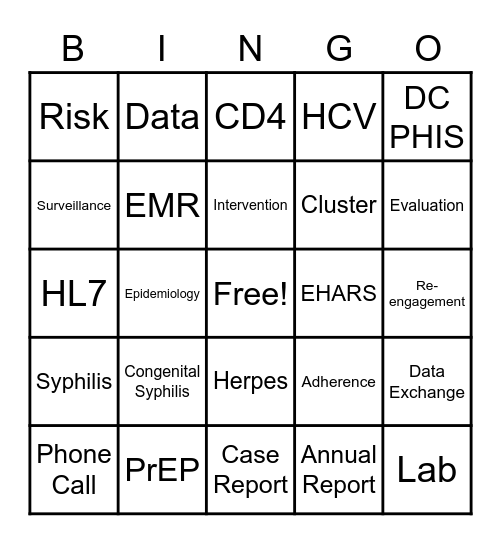 HAHSTA SID Bingo Card