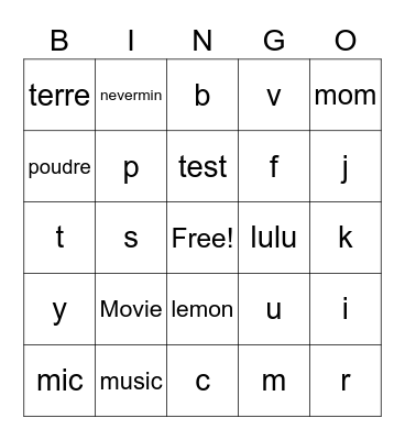 Untitled Bingo Card