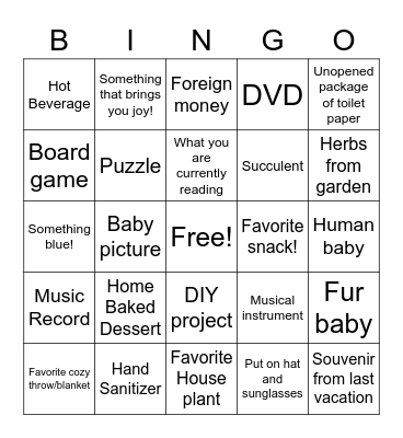Scavenger Hunt Bingo Card