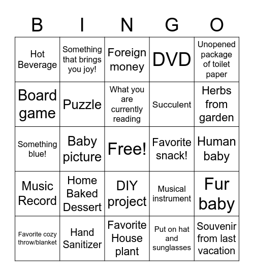 Scavenger Hunt Bingo Card