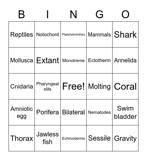 Unit 4 Bingo Card