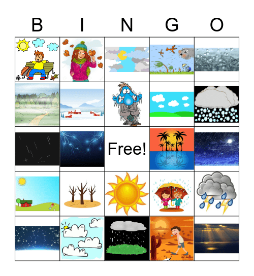 Weather words Bingo Card