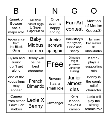 A Day With Bowser Jr: Master of Chaos Bingo Card