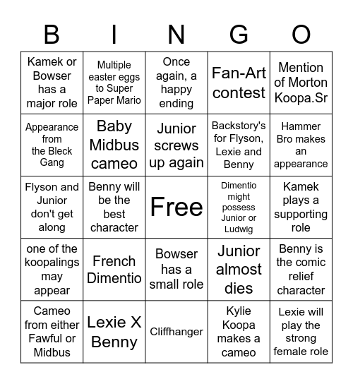 A Day With Bowser Jr: Master of Chaos Bingo Card