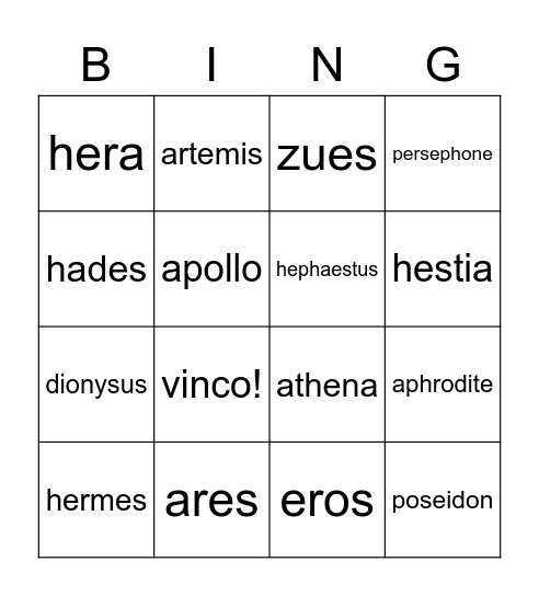 vinco :) Bingo Card