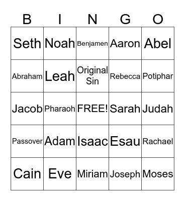 Old Testament Bingo Card