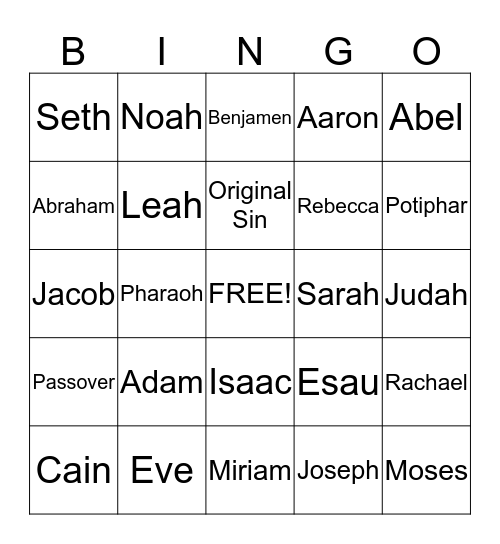 Old Testament Bingo Card