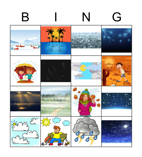 Weather Words Bingo Card