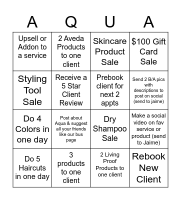 Salon Bingo Card