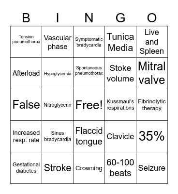 EMS Trivia Bingo Card