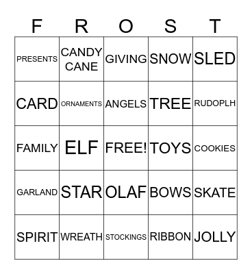 FROST Bingo Card