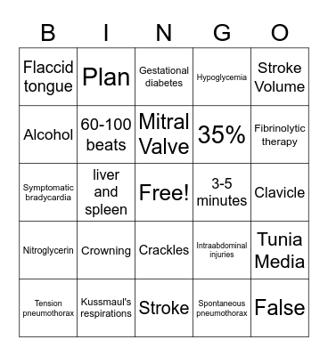 EMS Trivia Bingo Card